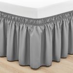 RIMELA Light Grey Bed Skirt Queen Size, Elastic Bed Skirts Easy to Use, Bedskirt for Adjustable Bed, Solid Silky Fabric Machine Washable & Dryable Easy to Install, Light Grey(60"W x 80"L-15 Inch Drop)