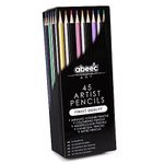 abeec 45 Artist Pencils - Colouring Pencils for Adults - Contains Metallic Pencils, Charcoal Pencils, HB Pencils and Watercolour Pencils