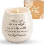 Pavilion 'in Memory, Light Remains' 19176 - White Ceramic Candle with Soy Wax in a Delicate Floral Scent, Thoughtful Sympathy, Remembrance, and Condolence Gift - 8 Ounces