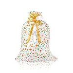 56× 36 inches Jumbo Gift Bags for Presents, Dot Patterns Large Plastic Gift Bag with Pull Bows for Christmas, Birthday, Wedding(Gold Pull Bows)