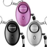 Eazior 140DB Police Approved Personal Security Alarm, Mini Loud Staff Panic Rape Attack safety Alarm Self Defense Keyring with Torch for Women Kids Night Worker Anti-theft Alarm (Purple/Black/Silver)