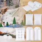 EBaokuup 7 Pack Christmas Fake Snow Decoration Set- Fluffy Artificial Flakes Fake Snow- Faux Snow Blanket Cover Snow Cotton Snowballs Decor for Snow Fight,House Decor,Christmas Village and Tree