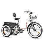 ADDMOTOR Grandtan II Electric Tricycle for Adults, 750W Rear Motor UL2849 Certified Electric Trike, 85MI 48V 20AH, 450lbs, Fat Tire 3 Wheel Electric Bike, Etrike, Differential & Parking Brake, White