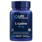 Life Extension, L-Lysine, 620mg, High Dose, 100 Vegan Capsules, Gluten Free, Vegetarian, SOYA Free, GMO Free