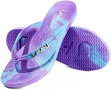 LAVAU Purple Flip Flops for Women, Beach Pool and Shower Thong Sandals, Waterproof No Slip Bathroom House Slippers W-lanzi-8