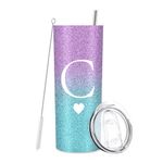 CAPRIFIC Birthday Gifts for Her Friends Sisters Mum Personalised Tumblers with Lids and Straws for Women Personalised Travel Mug for Girls（C）