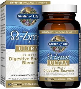 Garden of Life Vegetarian Digestive Supplement Capsules, Omega Zyme Ultra Enzyme Blend for Digestion, Bloating, Gas and IBS, Unflavored, 90 Count