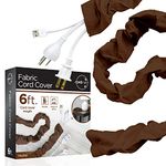 Cordinate Fabric Cord Cover, 6 ft, Hides Cables, Great for Lamps, Light Fixtures, and Desks, Cable Management, Easy Installation, Chocolate Brown, 40728
