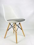 Finch Fox Eames Replica Nordan DSW Stylish Modern Plastic Chair with White Shell & Grey Fabric Cushion Colour