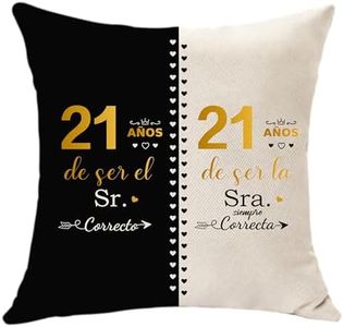 Hasodeo 21 Años de Matrimonio Regalos para Pareja Funda de Cojín Regalo para 21º Aniversario Esposa Marido Hermana Tia Tio Hermano Cojín Decoración 45x45cm Ideas Regalos de Boda (21)