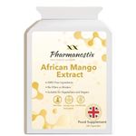 Pure African Mango Extract 18000mg 60 Capsules- HIGH Strength Supplement to Support Weight Loss, Healthy Digestion & Cholesterol Balance-High in Dietary Fibre Content- Vegans Friendly