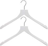 Sueded Luxe Wood Hangers for Clothes- Heavy Duty Hangers for Tank Top, Shirt, Coat, Sweater-Dress Hangers- Non Slip, Slim and Space Saving Hangers. (White, 100)
