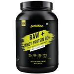 Protrition Raw+ Whey Protein Powder 80% | Unflavoured - 1kg (30 Servings) | 26.4g Protein, 6.28g BCAA per SCOOP | Added Digestive Enzymes | Muscle Growth, Strength And Recovery