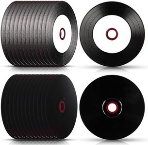 Singhoow 25 Pcs CD-R Blank Discs 700MB 80 Min 52X Vinyl Recordable Disc with White Inkjet Printable Center and Black Recording Surface for Music Data