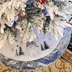 Wewill Luxury Thick Christmas Tree Skirt Decoration Santa Scene Tree Skirt Home Ornament with Silver Border(Style 4)