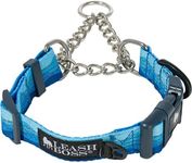 Leashboss Martingale Collar For Dogs - Steel Chain | Reflective Nylon Dog Collar for Large Dogs, Medium and Small Dogs | No Pull Pet Training Collar Small | Quick Release Buckle, Adjustable Pet Collar