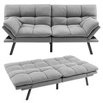 Giantex Futon Sofa Bed, Convertible Futon Couch Sleeper with Adjustable Backrest Armrests, CertiPUR-US Memory Foam, Modern Loveseat for Compact Living Space Apartment Home Office (Gray)