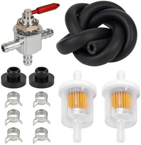 Canamax 1-633347 Cut-Off Fuel Valve - Compatible with Scag 2-Way 1/4in Barbs Steel Fuel Oil Gas Petcock in Line Valve with Fuel Filter Kit - Replaces Exmark 633347 Husqvarna 539102679 482212