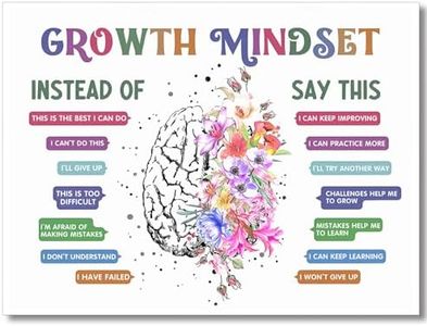 uoyien Classroom Growth Mindset Affirmations for Kids Mental Health Posters Brain Poster Psychology Special Education Calm Corner Wall Art Office Therapy Canvas Wall Decor Prints 12x16in Unframed