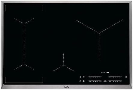 AEG IKE84441XB Autarkes Kochfeld/Herdplatte mit Touchscreen, Topferkennung & Hob²Hood-Funktion/Induktionskochplatte / 4 Kochzonen/Edelstahlrahmen / 80 cm