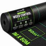 Green Thumbz 1m x 50m Weed Control Membrane - Heavy Duty Weed Control Garden Membrane, Landscape Fabric for Patios, Garden, Flower Beds, UV Stabilised Weed Fabric 100gsm