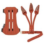 Toparchery Archery 2 Straps Arm Guard & 3 Finger Protective Gloves for Recurve Compound Long Bow Hunting Shooting Brown