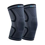 Hykes Orthopedic Knee Cap Compression Support Sleeve for Squats Pain Relief Running Sports Gym Workout Fits Men and Women(Material: Nylon & Spandex, Color: Black, Size: Large)-Pair