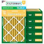 Filterbuy 16x25x4 Air Filter MERV 11 Allergen Defense (6-Pack), Pleated HVAC AC Furnace Air Filters Replacement (Actual Size: 15.50 x 24.50 x 3.63 Inches)