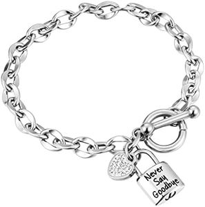 abooxiu Lock Urn Bracelet for Ashes Crystal Heart Cremation Bracelet for Ashes Stainless Steel Ash Bracelet for Men Women Memorial Ashes Holder Silver, Stainless Steel, stainless steel