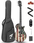 Fesley 39" LP Electric Guitar Kit:Full Size Solid Body Electric Guitars for Beginners with Humbucker Pickups,Poplar Body,Mahogany Neck,22 Frets,6 String Guitar with Gig Bag, FLP400,Matte,US Flag