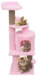 FURRLOVERS Soft Fur Activity Scratching Post/Cat Tree for Kittens & Cats - Natural Sisal Rope Triple Platform Tower (Height 43 Inch) (Pink - FURR-3FLOOR)