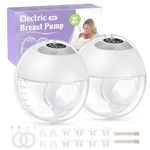 Haokoo Wearable Electric Breast Pump, Hands-Free & Wireless Discreet Pump, 4 Modes 12 Levels, Anti-Leak, Upright Stand with Dust Cover, 140-Min Run Time, 4 Flange Sizes
