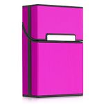 kwmobile Cigarette Case Box Holder - Plastic with Aluminum Coating Case for Cigarettes with Magnetic Flip Top Closure - Dark Pink