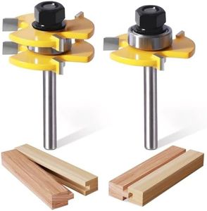 Tongue and Groove Router Bit Set of 2 Pieces,Router Bits 1/4 Shank,3 Teeth Adjustable T Shape Wood Milling Cutter,Router Bits,Lock Miter Router Bit,Shank Router Bit,Tongue and Groove Router Bit