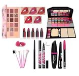 FROSTED COSMETIC Makeup Kit, Nude Eyeshadow Palette, 5 Pink Brushes, 5 In 1 Lipstick, 3In1 Eyeliner, Mascara, Eyebrow Pencil, 36H Eyeliner, Kajal,2 Pc Makeup Sponge blende (Pack Of 15_Multicolour)