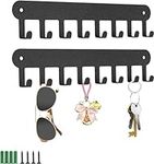 DGHOME 2 Pack Key Holder for Wall, Key Hooks Self Adhesive with 8 Hooks, Black Key Hook No Drill for Bathroom, Kitchen, Living Room