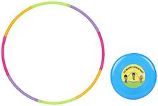 Ratna's Classic Hula Hoop Consists of 8 Inter-Lockable Pieces (Multicolour) & Ratna's Boom Flying disc to Enhance Hand Eye Coordination and Concentration (Blue)