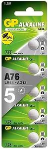 LR44 Pack 0f 5 of GP Batteries LR44 Button Cell Batteries Also Known as AG13 / A76 Suitable for Toys Calculators/Tv Remotes/Watches etc