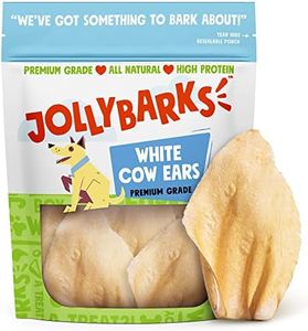 JollyBarks White Cow Ears for Dogs - Rawhide Free, Long Lasting Dog Chews - Healthy Cow Ear Dog Treats, All Natural - Medium, Large & Small Dogs (12 Pk)