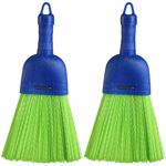 Domensi Whisk Broom Poly Fiber Handheld Brush Hand Broom Outdoor Broom Car Broom with Hang Hole for Cleaning Inddoor Porches Floors Decks Driveways Dirt Dust (2 Pcs)