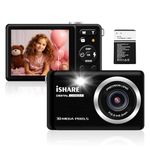 ISHARE Digital Camera for Photography, 30MP Rechargeable Point and Shoot Digital Camera with 2.8" LCD 18X Digital Zoom, Compact Camera for Kids/Teens/Seniors/Beginners（Black）