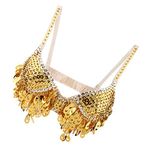 Women's Belly Dance Beaded Bra Sequins Top Sexy Dancing Singer Costume Tassels - Gold