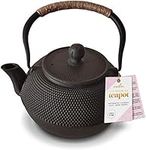 Classic Black Cast Iron Teapot by Charbrew 1200ml Tea Pot Kettle