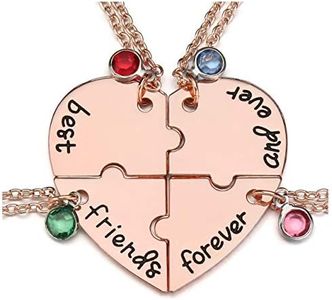 Jovivi Best Friends Forever and Ever Friendship Necklaces for 3/4,Alloy Heart Matching Puzzle Piece BBF Pendant Necklace Friendship Jewelry Birthday Gifts, Rhinestone, No Gemstone