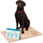 BIRDROCK Home Chenille Dog Doormat - Absorbent Surface to Keep Floors Clean, Non-Skid Bottom for Safety, Ultra-Soft & Durable, Ideal for Pets, Protects Floors from Dirt - 35 x 25, Tan