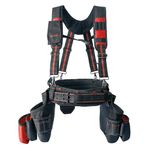 MELOTOUGH Pro Framer Combo System- Tool Belt with Suspenders Tool Bag Suspenders Heavy Duty Carpenter Tool Belt and Multi Function Tool Belt Suspenders(red