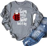 It’s A Christmas Movie and Hot Chocolate Kind of Day Funny Christmas Shirts Womens Buffalo Plaid Graphic Cute Tops (L, Grey3)