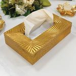 Art Street Tissue Box Holder With Cover, Rectangle Facial Tissue Paper Box Holder Decorative Organizer, Napkin Dispenser Box For Bathroom, Home, Office & Restaurant (Lustrous Gold, Size: 9x6x2.3 Inch)