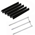 Hongso 7536 7508 Gas Grill Replacement Burner Tube Kit and Porcelain Steel Flavorizer Bars for Weber Spirit E310 320 (with Side Mounted Control Panel Older Model) Genesis Silver Gold Platinum B C 7537