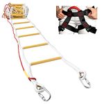 ISOP Emergency Fire Escape Rope Ladder for 3-4 Story Homes 32 ft (10 m) Safety Ladders with Spring Hooks & Security Belt - Patented - Evacuation Ladder